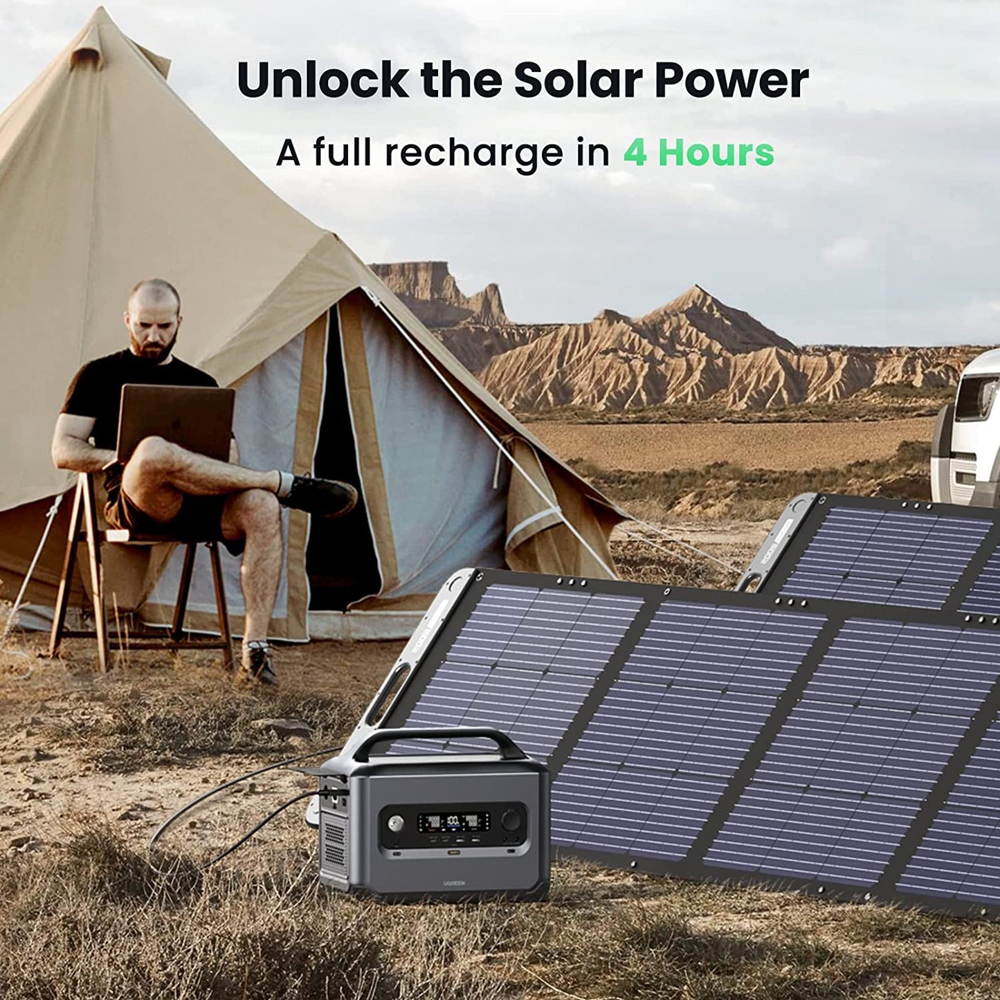 Kit de Estación de Energía Portátil 1200W (1024Wh) + Panel Solar Plegable de 200W